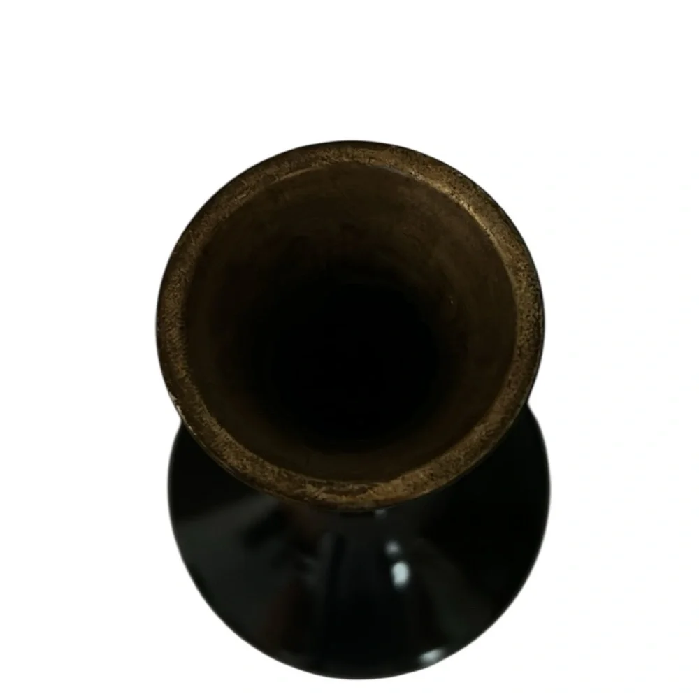 VINTAGE JAPANESE MIXED METAL / BRONZE COLOR  ETCHED VASE, PAGODA, Mount Fuji‎